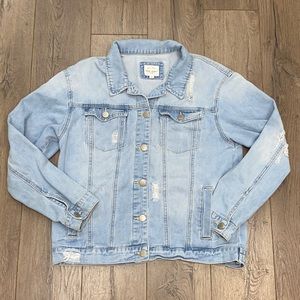 Wax Jean Women's Light Blue Distressed Denim Jacket